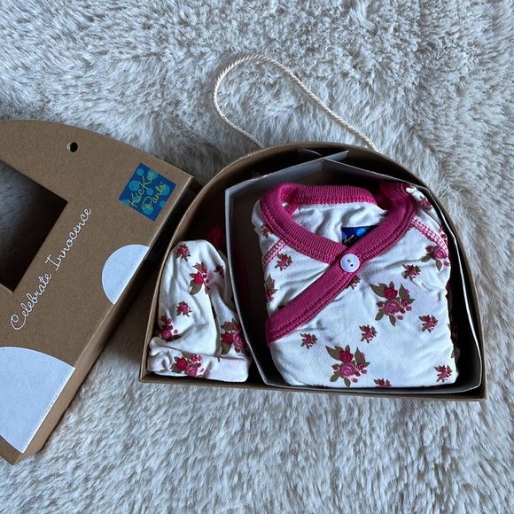 KicKee Pants | Natural Rose Trellis 3-Piece Kimono Newborn Gift Set | NB - Picture 16 of 16